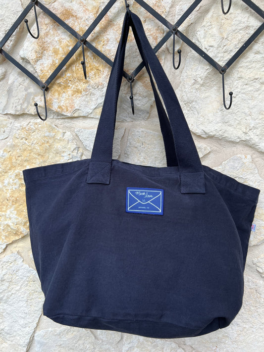Navy blue canvas tote bag
